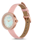 Rosa Quartz Leather Watch & Bracelet Set